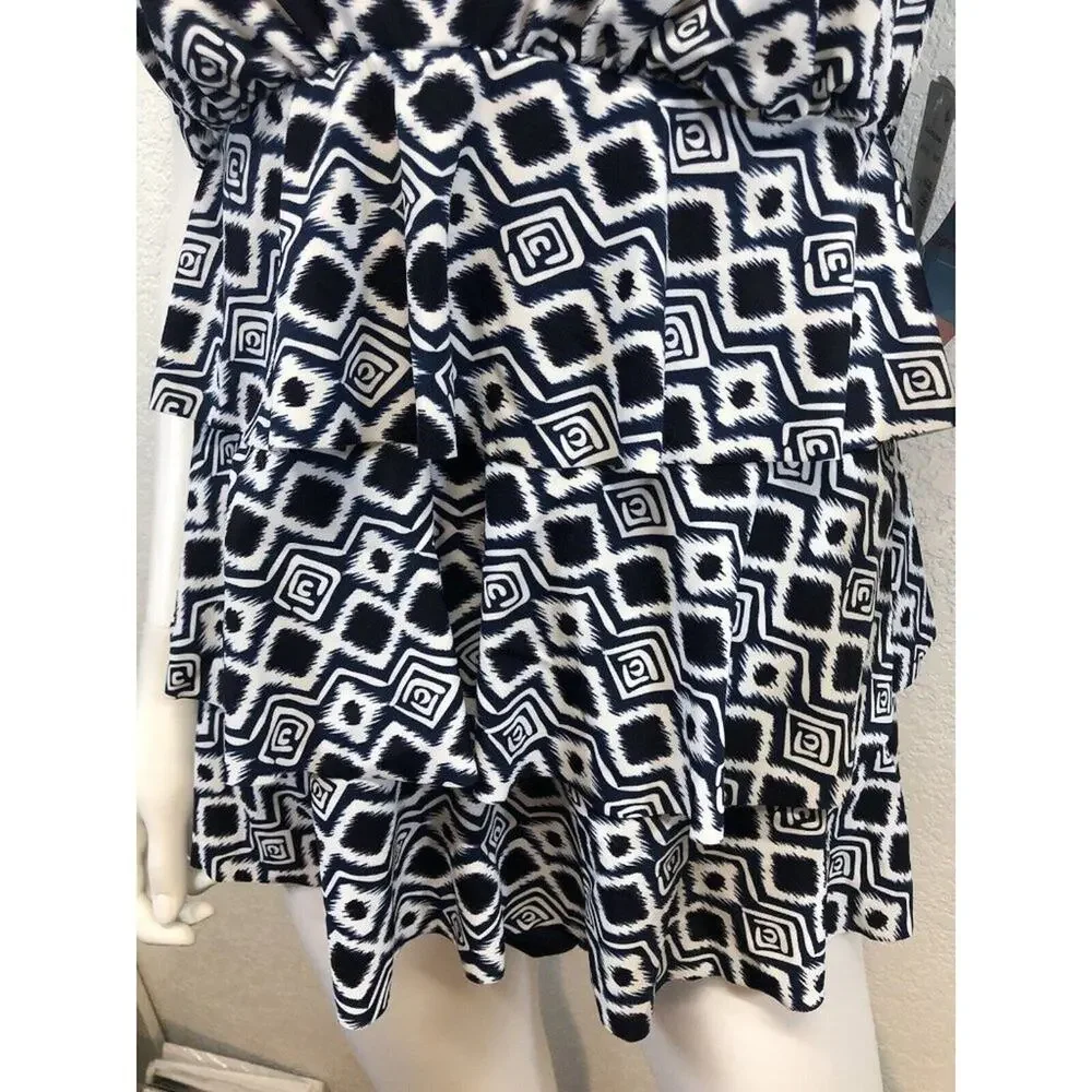 NWT Women's Swim Solutions Aztec Print Tummy-Control Swimdress  Blue Plus Sz 18W - Picture 6 of 7